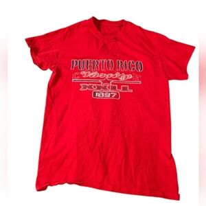 Red Puerto Rico Graphic T-Shirt Sz M